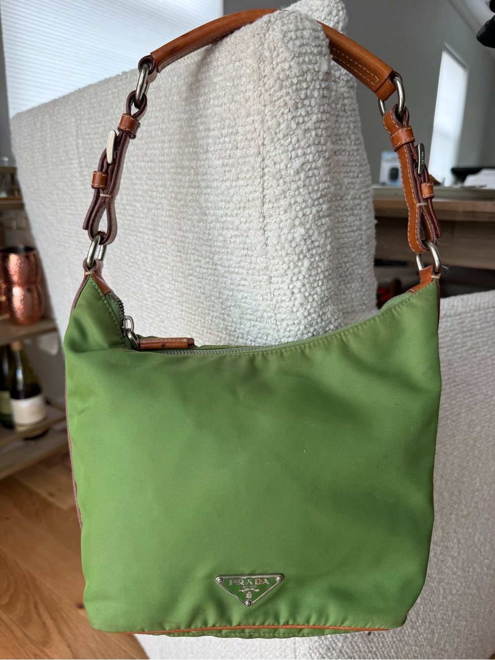 Prada Green Nylon Shoulder Bag